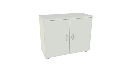 Euromof Armario de Oficina, Bajo, Puertas con Cerradura. 92x42x74 cm. Color Blanco.