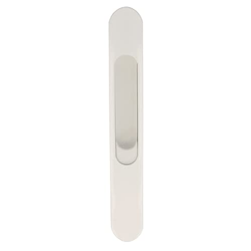 Amig - Cierre de Embutir para Ventanas y Puertas Correderas | Canto redondo | Manija de gancho con Pulsador Antideslizante | Aluminio | Color Blanco | 169 x 23 mm