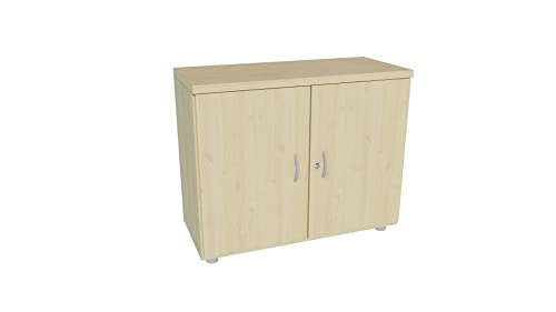 Euromof Armario de Oficina, Bajo, Puertas con Cerradura. 92x42x74 cm. Color Haya.