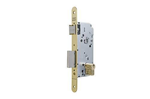 Tesa Assa Abloy 13058RHL Cerradura de Embutir para Puertas de Madera, Latonado, Entrada 50 mm