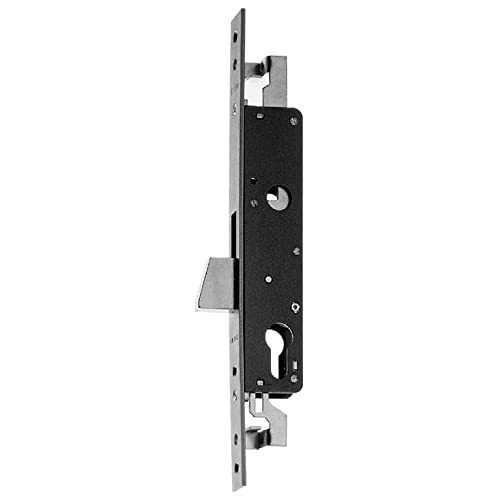 Iseo 783302252 - Cerradura enroscada de entrada de 25 mm, frontal de acero de 22 mm, cierre triple de eslabones metálicos, cilindro perfil europeo, cadena giratoria de 24 mm, color plateado