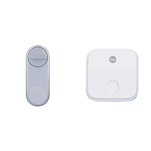Yale Linus Smart Lock - Cerradura inteligente motorizada, Plata + Conector Puente Wifi, Blanco