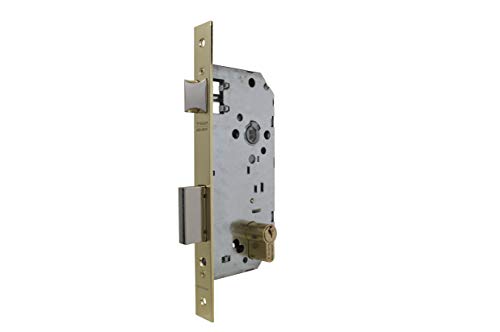 Tesa Assa Abloy 203070HL Cerradura De Embutir Para Puertas De Madera Con Cilindro Latonado Entrada 70 mm, Frente Cuadrado 2030