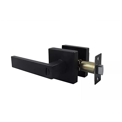 DERCLIVE Manija de aleación para puerta con cerradura y llave, estilo moderno, cerradura de puerta de entrada con llave, perilla de puerta de dormitorio con cerradura, color negro