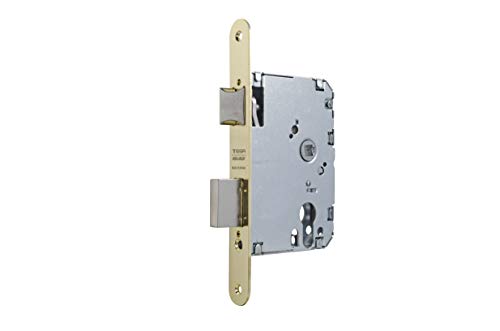 Tesa Assa Abloy 40105PHR Cerradura de embutir madera, entrada 50. Sin cilindro incluido. Acabado hierro latonado