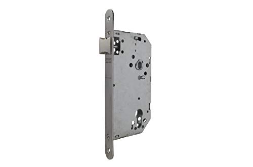 Tesa Assa Abloy 2035E6RAI Cerradura De Embutir Para Puertas De Madera Con Cilindro Inoxidable Entrada 60 mm, Frente Redondo 2035E