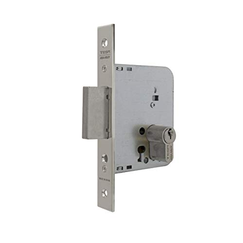 Tesa Assa Abloy 203150HN Cerradura De Embutir Para Puertas De Madera Con Cilindro Niquelado Entrada 50 mm, Frente Cuadrado 2031