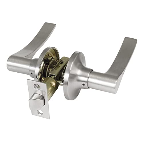 Amig - Manilla de paso con picaporte | Roseta para puertas | Maneta ideal para puertas de madera | Latón | Cromado mate | Picaporte de entrada de 60/70mm