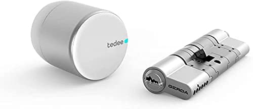 Cerradura conectada Tedee, potente y eficaz | desbloquee su puerta con su smartphone | Cerradura electrónica | Sistema de acceso inteligente a su hogar (30-61 mm/30 mm (A))