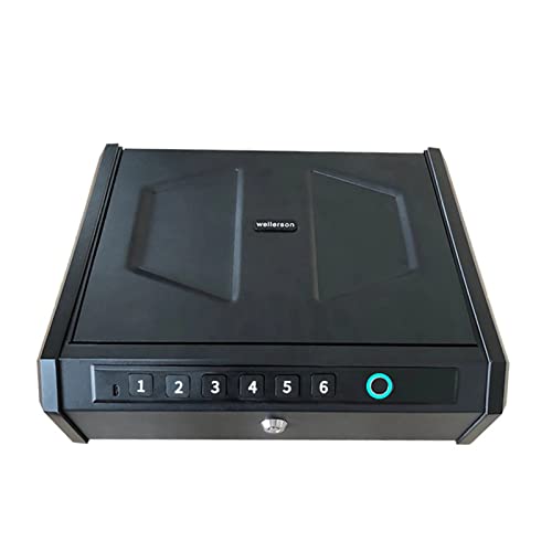 Caja Fuerte para Armas, Caja Fuerte BioméTrica, con Teclado Digital De Huellas Dactilares Cerradura con Llave Tradicional, Caja Fuerte De Seguridad De Alta Capacidad con Luz Led