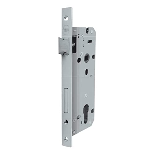 YALE Y52X00600S2 - Cerradura de embutir para puertas de madera, Acabado niquelado satinado, Con borde frontal cuadrado, entrada 60 mm, distancia entre ejes 85 mm