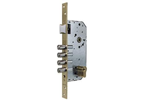 Tesa 3010258 Assa Abloy R100B566E Cerradura Monopunto de Seguridad para Puertas de Madera, Acero Esmaltado, Color Cromado, Cil. 30 x 30 mm