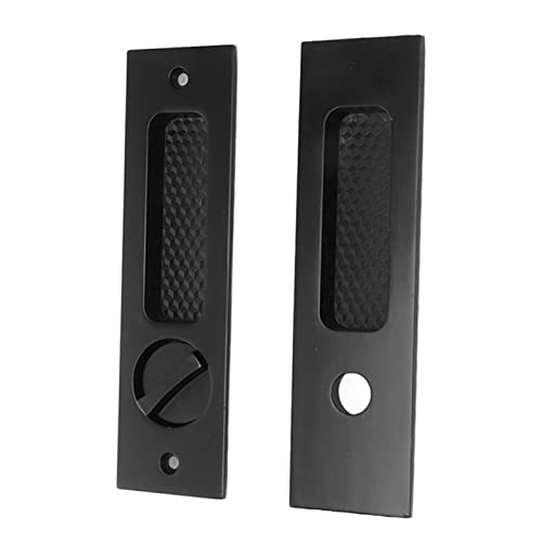 Cerradura Invisible para Puerta de Bolsillo, Recubrimiento en Polvo Cómodo Al Tacto Cerradura de Embutir para Puerta Corrediza con 2 Llaves para Baño (Negro)