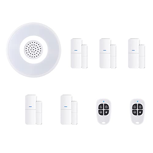 AGSHOME Alarmas para Casa WiFi, Alarma Casa con 1 Sirena, 5 Sensor Puerta 2 Mandos A Distancia, Alarma Sin Cuotas, Alarma De Aplicación A Través De La Red Móvil…
