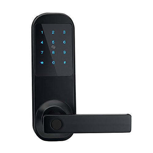 HENYIN Cerradura de seguridad digital sin llave para puerta, desbloqueo con tarjeta de código, aplicación y llave, compatible con Alexa (HYM10B-ORB)