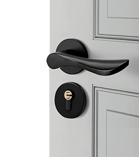 Qrity Cerradura de Manija Moderna, Cerradura de Puerta de Madera, Juego de Cerradura de Palanca Dividida de Aluminio, Cerradura de Manija de Palanca de Puerta para Puerta Exterior de Entrada Interior
