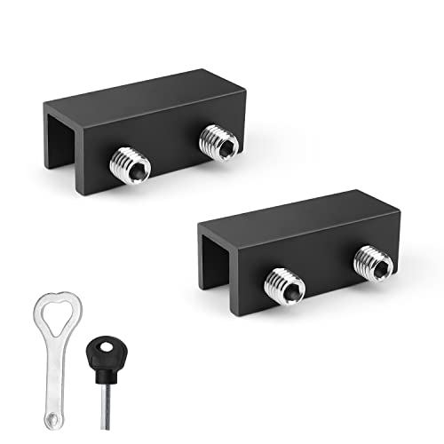 Cerradura de Ventana Corrediza, TIANLIN 2 Piezas de Tope Ajustable Negro para Puerta y Ventana con Llave, Cerradura de Ventana de Aleación de Aluminio de Seguridad
