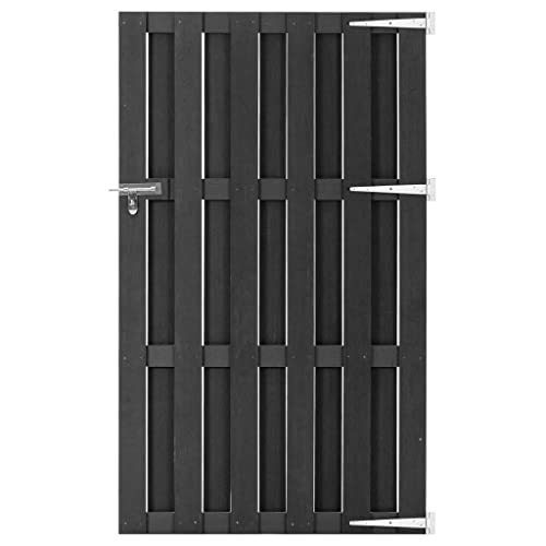 vidaXL Puerta de Jardín Cancela Valla Verja Patio Entrada Terraza Exterior Cerca Cerradura Robusta Estable Duradera de WPC Gris 100x180 cm