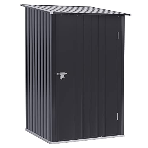 Outsunny Caseta de Jardín 0,92 m² 100x103x160 cm Cobertizo Exterior de Acero Galvanizado con Puerta Cerradura y Techo Inclinado para Almacenamiento de Herramientas Gris Oscuro