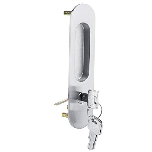 GOTOTOP Cerradura de Puerta corredera, Cerradura de Gancho único Ovalada con Llaves, Perno de pestillo de Puerta de aleación de Aluminio para baño, Armario, balcón, Granero(Plata)
