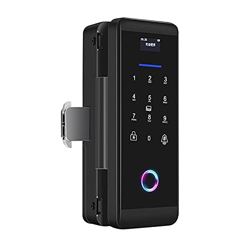 Cerradura de Puerta de Vidrio Inteligente, Seguridad Electrónica, Contraseña Biométrica de Huellas Dactilares, Tarjeta IC, Aplicación Bluetooth, Desbloqueo Remoto, Sistema de Control de(negro)