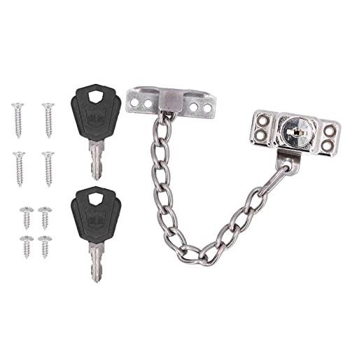 Cadena para Puerta con Cerrojo Cerradura de Cadena Puerta Llave Cadena de Seguridad para Puertas Reforzada Aleación de Aluminio Bloqueo de Límite Accesorios para Puertas y Ventanas
