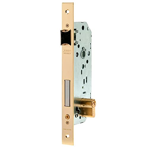 Tesa Assa Abloy 203060HL Cerradura De Embutir Para Puertas De Madera Con Cilindro Latonado Entrada 60 mm, Frente Cuadrado 2030