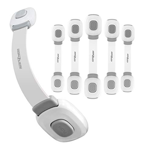 HONZUEN Cierres Seguridad Bebés Extra Fuerte Adhesivo Protector Cajones Bebe, Cerraduras de Seguridad Niños para Armarios Cajones Puertas WC Electrodomésticos, 6 Pieza