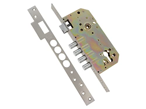 Amig - Cerradura de Embutir Mod.100 BASE para Puertas de Madera de Entrada | Con Picaporte Reversible | Para Manillas de Cuadradillo 8 mm | De Acero con Acabado Cromado Mate