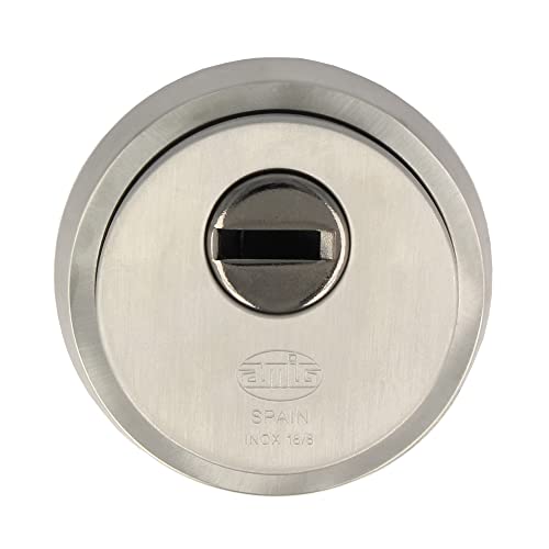 Amig - Escudo de Seguridad para Cerraduras con Placa Antitaladro Mod. 30 | Ø 65 mm | Anillo Exterior Macizo | Con Tornillos y Soporte | Acero Inoxidable Mate