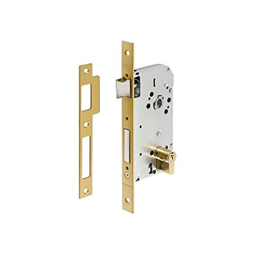 Tesa Assa Abloy 13048CAE Cerradura de embutir para puertas de madera Con Cilindro Dorado Entrada 40 mm / Frente Cuadrado 130