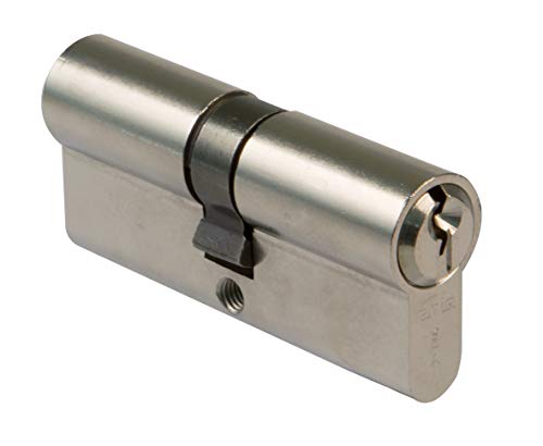Amig - Cilindro de seguridad | Cerradura para puertas | Bombín de Alta Seguridad | Antiganzúa y Antitaladro | Incluye 3 llaves | Plateado Mate | Medidas: 90 (45-45 mm)