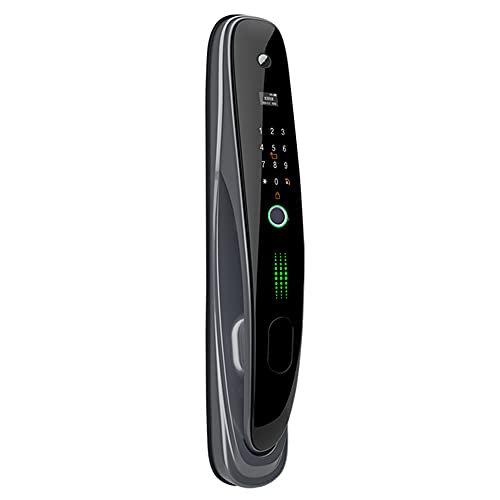 Cerradura De La Puerta De Reconocimiento De Huellas Dactilares, Manija De La Puerta Biométrica, Inteligente Sin Llave Cerradura De La Puerta Electrónica con Cámara Externa para El Hogar, Hotel,Negro