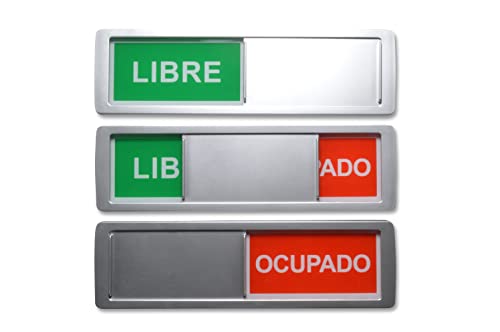 1 x letrero deslizante grande LIBRE/OCUPADO 175x5cm Parte trasera magnética para superficies metálicas y 2 x almohadillas adhesivas 3M adicionales para superficies no metálicas - oficinas etc (1)
