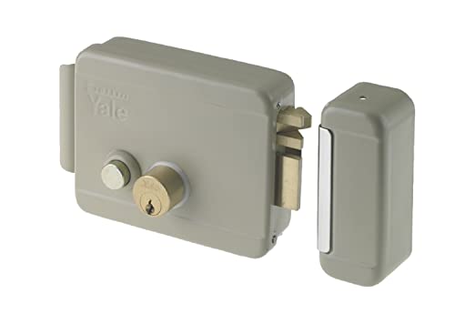 Cerradura eléctrica de sobreponer para puertas Art. 688 con pestillo azionabile retraído externo mediante llave, desde interior mediante botón, a distancia mediante impulso eléctrico de bajo voltaje (10 W-12 V). Acabado Acero Barnizado. controbocchetta incl