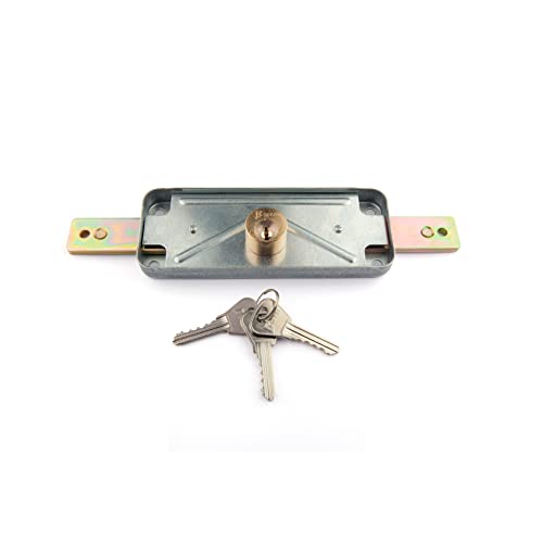 Cerradura Puerta Enrollable | Cilindro 60 mm | Con 3 llaves | Acero Galvanizado | Bloqueo con Llave | Uso: Cerraduras para Puertas, Persianas Enrollables, Puerta Garaje