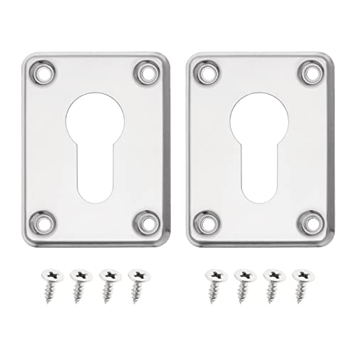 2 juegos de cubierta de agujero de llave de escudo de reparación de acero inoxidable, placa cuadrada para agujero de cerradura, accesorios para el hogar para puerta, color plateado