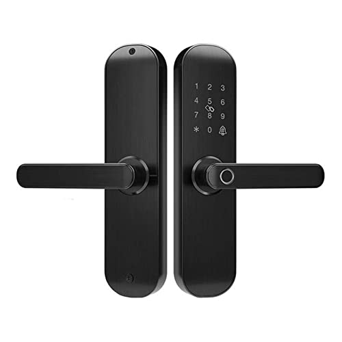 Cerradura de puerta inteligente WiFi Bluetooth Cerradura electrónica digital de huellas dactilares a prueba de agua con Alexa Google Home TT LOCK APP (Color : Noir, Size : No Mortise)
