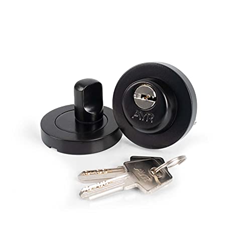 AYR 464 Picaportes y cerraduras para Puertas. Sistema Close sobre manillas con Roseta, Negro Mate, 51mm de diámetro