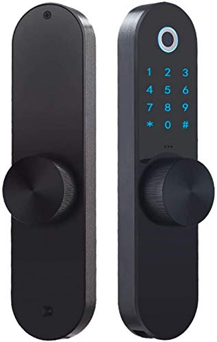 Cerradura puerta inteligente con huella digital - Cerradura puerta frontal con entrada sin llave con pantalla táctil digital con contraseña virtual y llave respaldo, fuente alimentación emergencia U