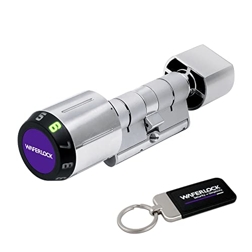 WAFERLOCK Cilindro inteligente C760 Euro, cerradura inteligente, protección contra incendios, control de aplicaciones, Bluetooth, tarjeta RFID/código PIN, antitaladro 30:30-45 (60-75 mm)