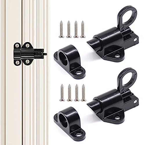 2PCS Negro Perno de Puerta de Resorte Cerradura de Perno aleación de Aluminio con 8 Tornillos Para Adecuado Cerradura de Puerta de Seguridad Cerradura de Perno 57x43,7x42mm/2,24x1,72x1,65pulgadas