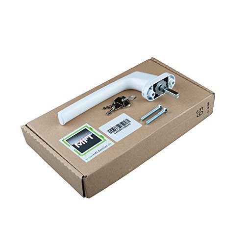 Tirador de puerta corredera PSK – Mango con cerradura para puerta de terraza – Aluminio fundido a presión – Color blanco RAL9016 – Tirador de puerta basculante con cierre de seguridad – Longitud de