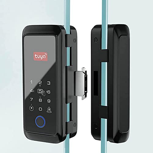 RKNHXAJ Cerradura de Puerta con Huella Digital, Cerradura de Puerta de Vidrio electrónica Bluetooth, Soporte de Huellas Dactilares, contraseña, Tarjeta IC