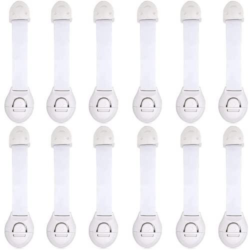 HOMYBABY® Kit cerraduras seguridad bebes cajones [12pcs] - Cierres de seguridad para niños: puertas, armarios y ventanas con adhesivo 3M extra fuerte - Protector armarios niños blanco