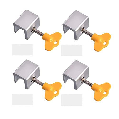 Cerradura para Ventana Corredera, Cerradura de Seguridad para Ventana Corredera Ajustable con llave, Apto Para Ventanas, 4 Piezas