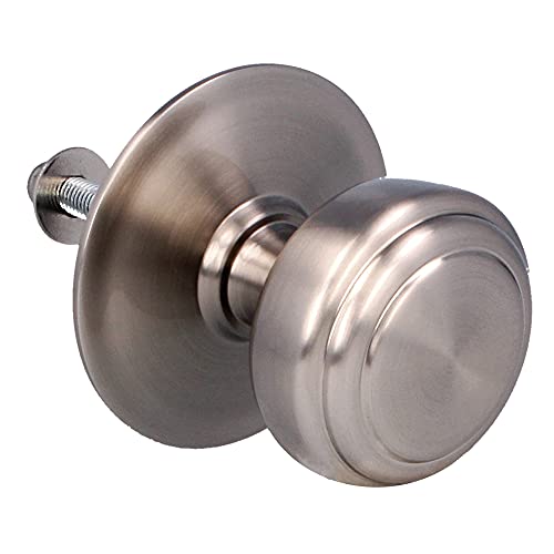 Amig - Pomo Mod 12 Plateado Redondo de Latón Macizo con Acabado Cromado Mate para Puertas Exteriores de Entrada | Diámetro Tirador Ø70 mm · Altura 68,5 mm | Incluye Tuerca de Fijación