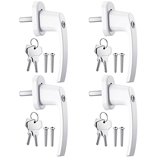 AUTOUTLET 4X Manijas de Aluminio para Ventanas, Manijas de Seguridad, Cerradura de Ventana, Dispositivo de Seguridad para Niños, Manija de Puerta de Balcón de Ventanas con Llaves Iguales