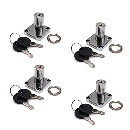 NUZAMAS - Juego de 4 cerraduras de armario y cajón con 2 llaves, cilindro de bloqueo de muebles, cerradura de leva de aleación de zinc para puerta, armario y cajón, buzón (32 mm) grande