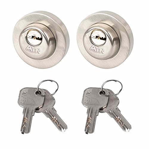 AYR 10353 Picaportes y cerraduras para puertas. Sistema CLOSE sobre manillas con roseta, Níquel satinado, 51mm de diámetro